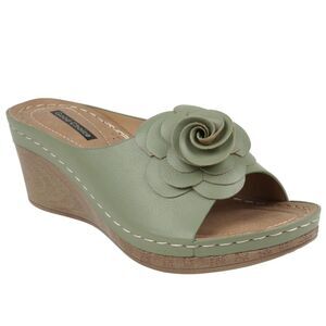 Good Choice Womens 8 M Mint Green Tokyo Flower Slip On Wedge Sandals NIB SQ3